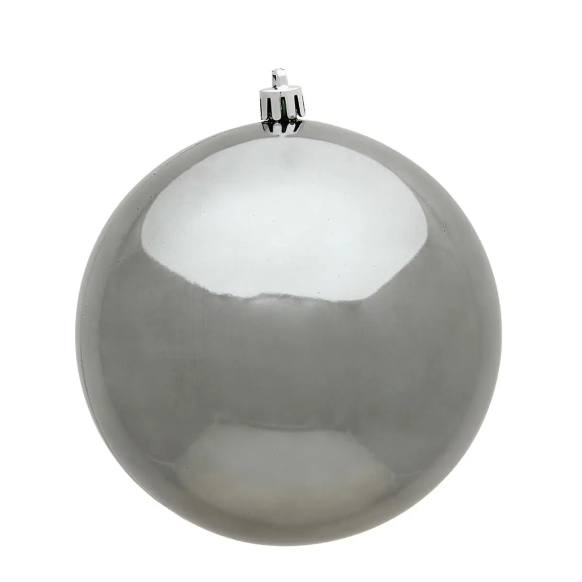 212 MAIN 3 in. Shiny Pewter Plastic Round Christmas Ornament - Festive Home & Party Decoration, 32 per Box