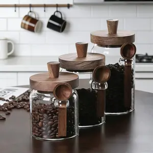 Airtight Coffee Storage Jar (Wooden Scoop Included!) | Multi-Purpose Kitchen Organizer for Snacks/Grains | Keep Food Fresh & Hygienic