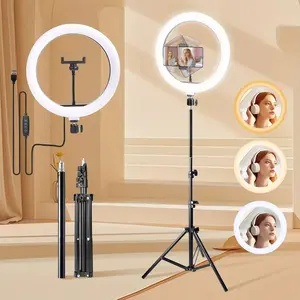 12 Inch Selfie Ring Light with 64" Sturdy Tripod – Video Light Adjustable Warm/Cool/Natural Lighting for Perfect Portrait Photography, TikTok Dances & Live Broadcasts (17"-64" Height)#Easter Gift#mother's day gifts