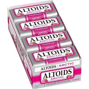 ALTOIDS Arctic Strawberry Breath Mints Hard Candy Bulk, 1.2 oz Tin (Pack of 8)