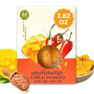 Cansy's Garden Soft Dried Chili Mango – Spicy & Sweet Tropical Snack with Salt & Chili – Vegan, Gluten-Free, Sealed Pouch inside Giftable Box, On the Go snack pack – 2.82 oz