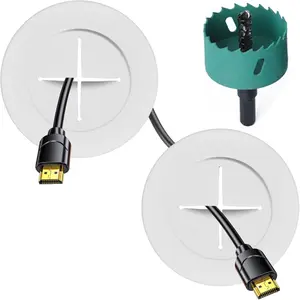 TV Wire Hider Kit for Wall Mount TV White in Wall Cable Management Kit Includes 2 Pass Throughs and Hole Saw Drill Attachment for Easy Install
