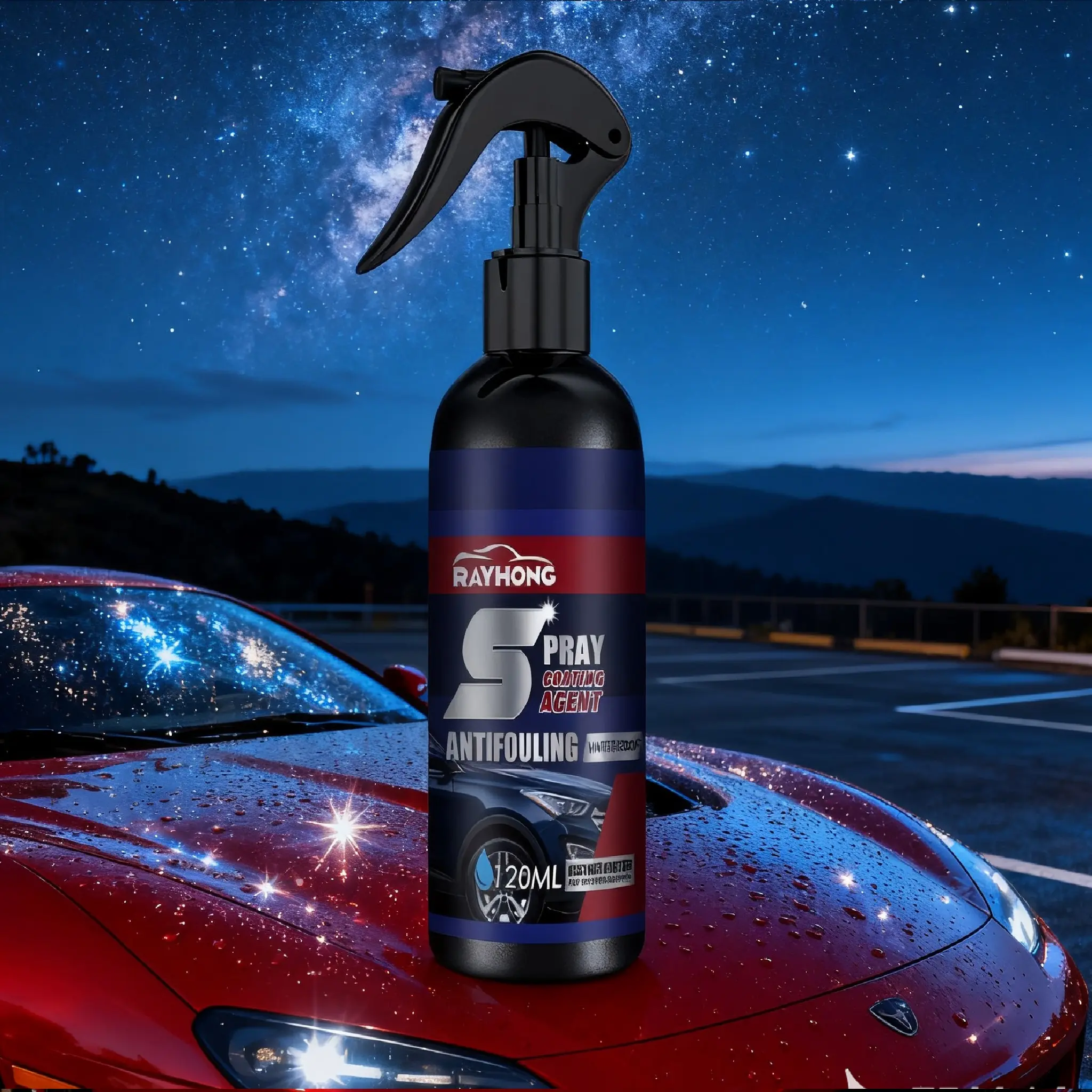 Rayhong 2025 Updated Black Nano Ceramic Spray Coating Agent - Fast-Acting, Scratch-Defensive, Water & Stain Repellent, Glossy for Car Owners' DIY Car Care Paint Detailing