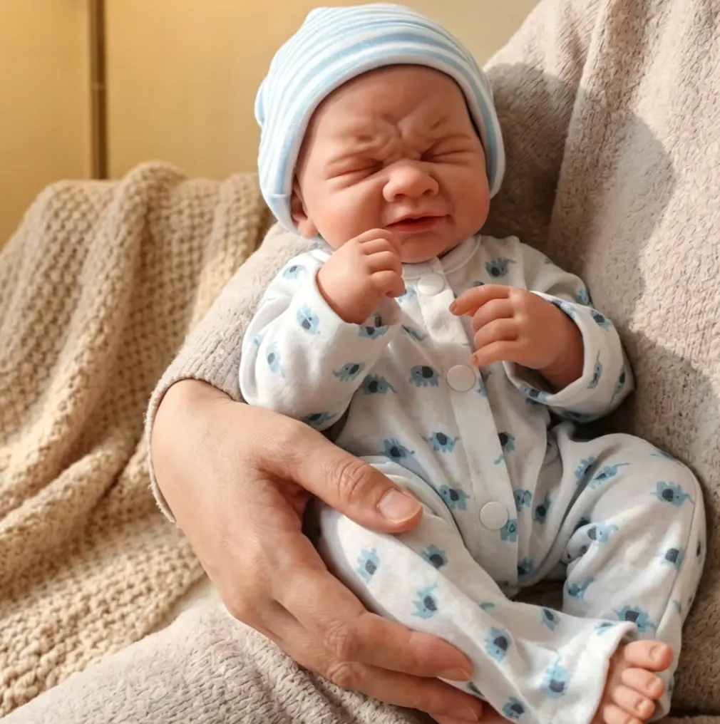 Reborn Kiss-35cm/14inch Realistic sleeping crying appearance soft Vinyl Weighted Reborn newborn Baby Doll with 3D-Paint Skin and Visible Veins Toy Toddler Collectable Dolls love, look real life, Rare Lifelike Doll, Realistic, Adjustable Limbs, Kids' gift