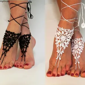 Crochet Barefoot Sandals | Hollow Lace Anklet Foot Chain Boho Beach Jewelry