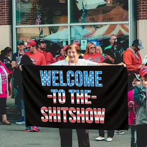 Shitshow USA Funny Flag, Patriotic July 4th Drinking Flag, Funny American Outdoor Banner, Home Garden Decor Flag, USA Meme Flag, Gag Gift for Him