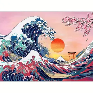 DIY 5D Diamond Painting Mother's Day Gift Set, Sunset Ocean Wave Landscape Wall Art Decor, Frameless, 11.8x15.7 Inches, Diamond Painting Kit