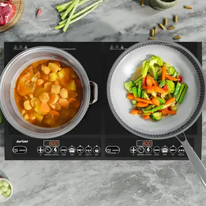 Sunvivi Portable Dual Induction Cooktop, Commercial-Grade Electric Countertop Burner with Timer, Induction Hot Plate with LED Screen, 8 Power(100W-1000W/800W) & 8 Temp Setting(176°F-518°F)