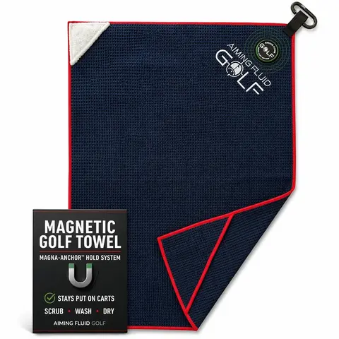 Aiming Fluid Magnetic Golf Towel - Scrub Pad with Magna-Anchor Magnet - Absorbent Microfiber - Golf Gift in Wash Pocket, Golf Gear, Pocket-Fit