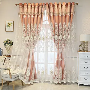 Luxurious European Style Thickened Curtains, Custom Embroidered Sheer Blinds, Living Room Bedroom Window Drapes, Floor-Length, Home Textile