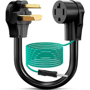 Dryer Adapter 4 Prong to 3 Prong, 4P Newer Dryer to 3P Older House, Dryer Convert Cord NEMA 10-30P Plug to 14-30R Receptacle, 220V 30 Amp 10 AWG STW 1.5FT with Safety Ground Wire