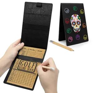 Sugar Skull Leather Scorecard - Compact Design with Pencil Loop golf accessory golf lover golf gift