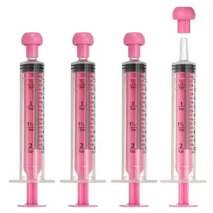 PETAXCELL Feeding Syringes with Cap, Plastic Syringes for Liquid Pet Feeding Measuring Tool No Needle 10ml, (Pink, 4pcs), Intended for Dog / Cat / Rabbits / Small Animal / Scientific Lab