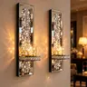 2-Piece Crystal Mirror Bow Wall-Mount Candelabra Candle Holders - Glass House Decor, Christmas Decor, Birthday & Daily Room Accent for Anniversary Events, Living Room Enhancements