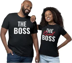 Tstars Funny Couples Matching Shirts The Boss & The Real Boss His and Hers Boyfriend Girlfriend Wife Husband Couple Tshirt