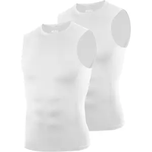Luxury Premium Men's Wear 2 Pack Sleeveless Compression Shirt Men, Quick Dry Athletic Workout Tank Top, Gym Sports Base Layer Undershirts