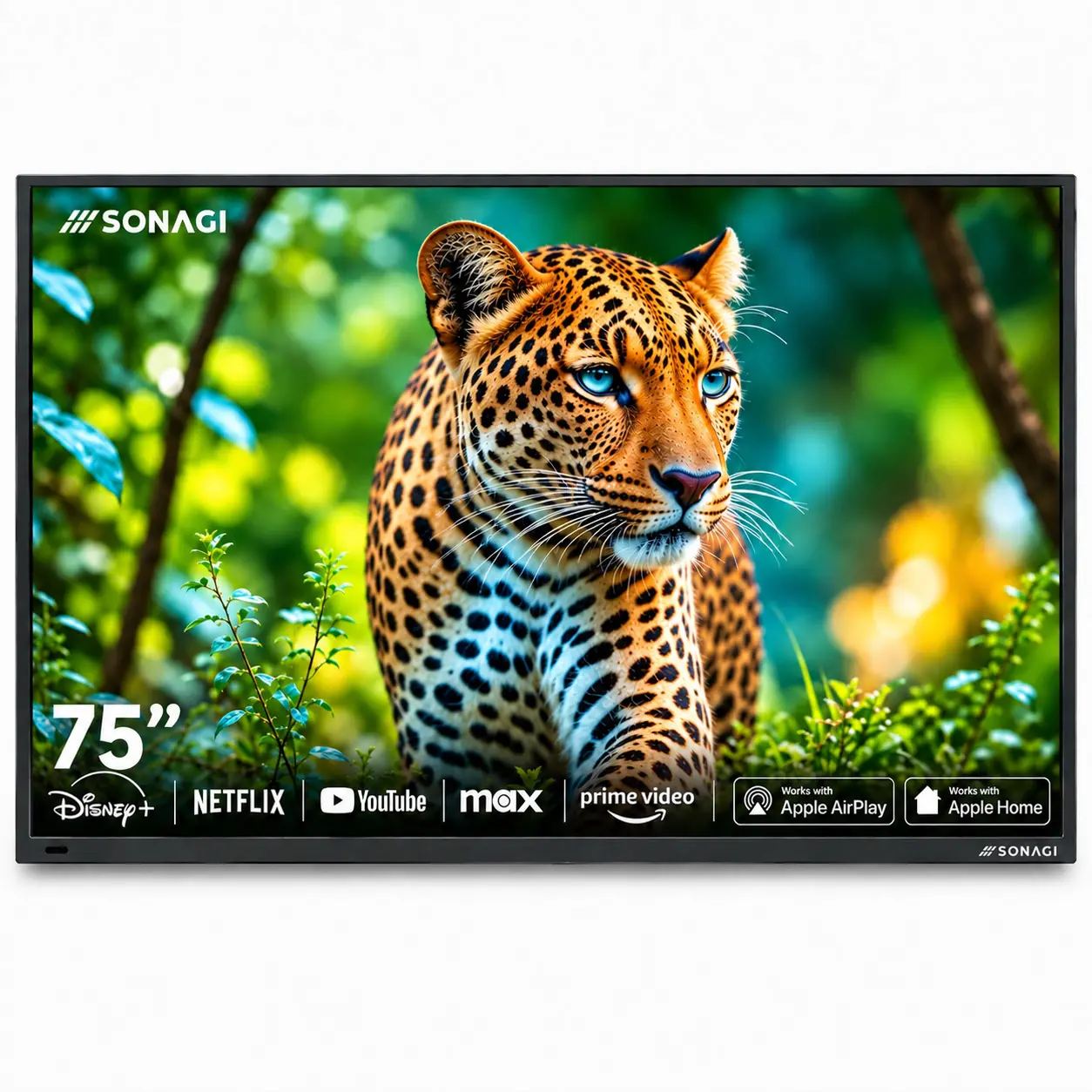 SONAGI Helios 75-Inch Full Sun Outdoor Smart TV – 4K UHD, 1000-Nit Anti-Glare Display, IP65 Weatherproof, LG webOS, Wi-Fi & Bluetooth