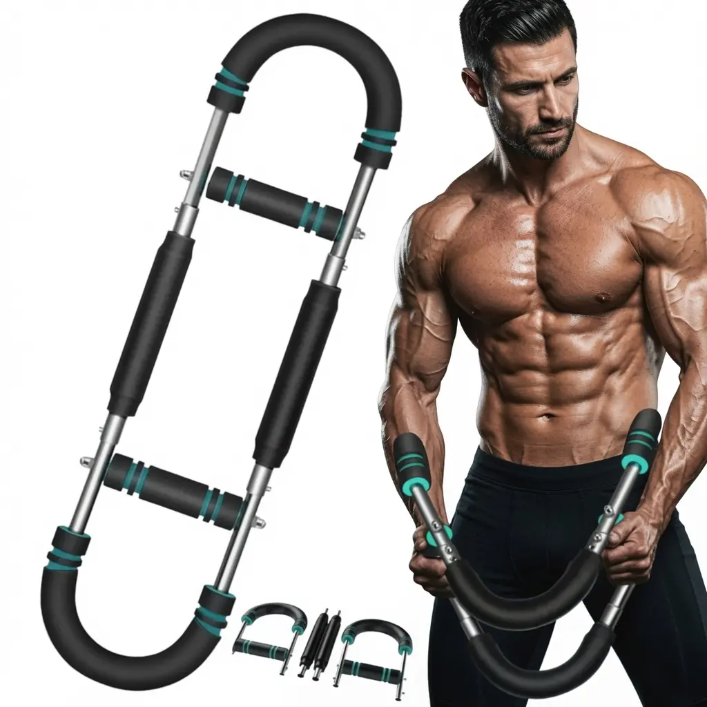 Nauetes U-Shaped Adjustable Arm Trainer, Portable Spring Resistance Fitness Equipment for Men, Home Chest & Shoulder Muscle Strength Training, Fathers' Day Gift