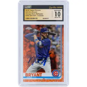 Kris Bryant Chicago Cubs Autographed 2019 Topps Chrome Orange Wave Refractor #25 #19/25 CGC Fanatics Witnessed Authenticated 10/10 Card - Fanatics Authentic Certified