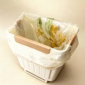 Collapsible Under Counter Kitchen Trash Can No Bend Design 6L/11L Capacity Thickened Durable with Osmanthus Scented Tear Free Drawstring Bags Set for Small Kitchens RVs & Apartments