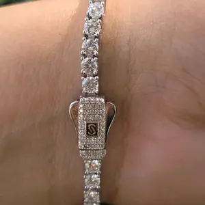 Tennis Bracelet 14k White Gold Plated with CZ Accents and Secure Box Clasp