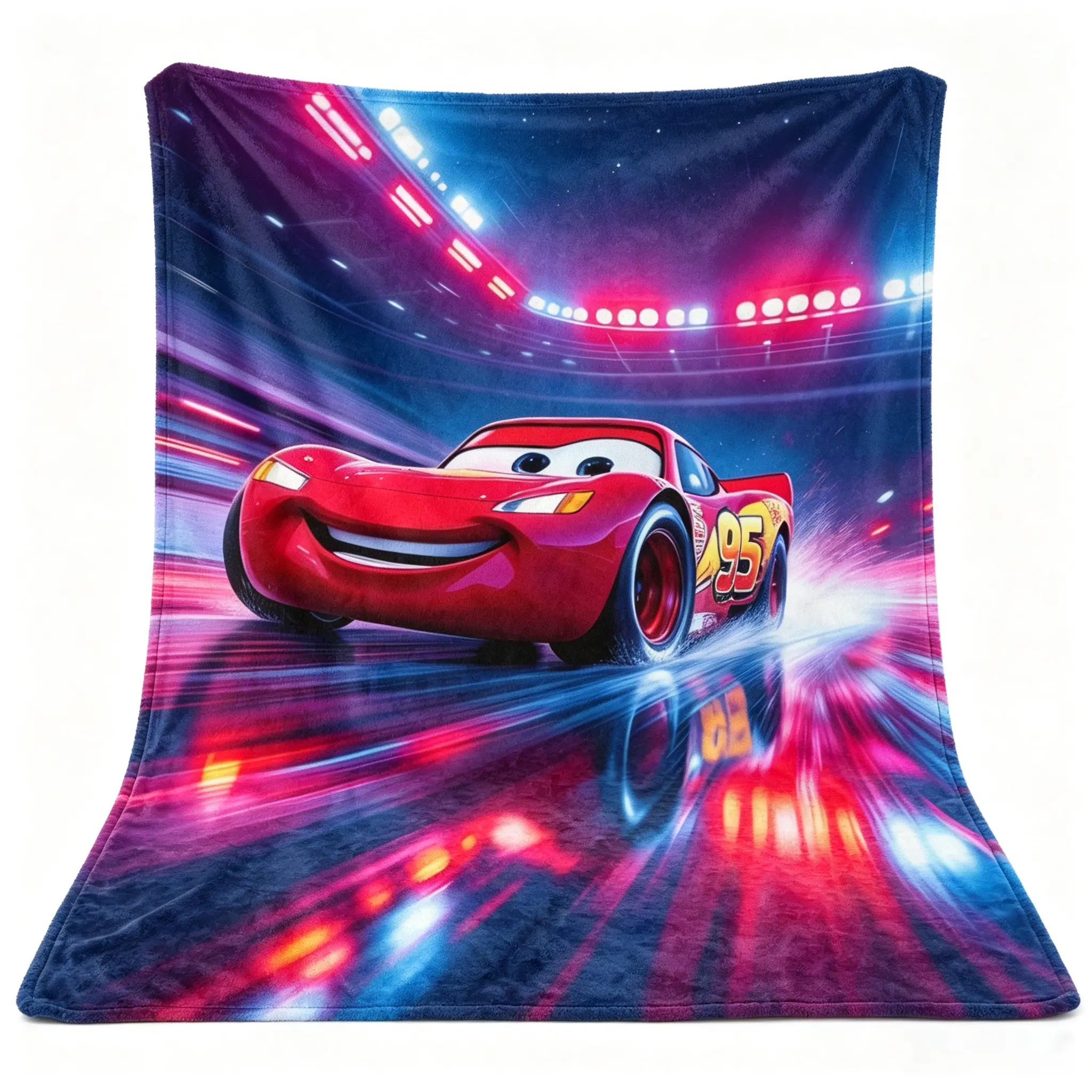 Disney Pixar Cars Lightning McQueen #95 Flannel Fleece Blanket, Soft Cozy Racing Throw Blanket for Bedroom, Couch, Movie Night, Kids & Fans Gift