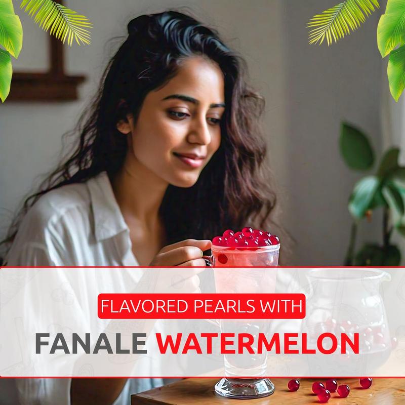 Fanale Watermelon Popping Boba Pearls Vegan Non GMO Gluten Free Fat Free Ideal for Bubble Tea Smoothies Ice Cream Desserts and Beverages