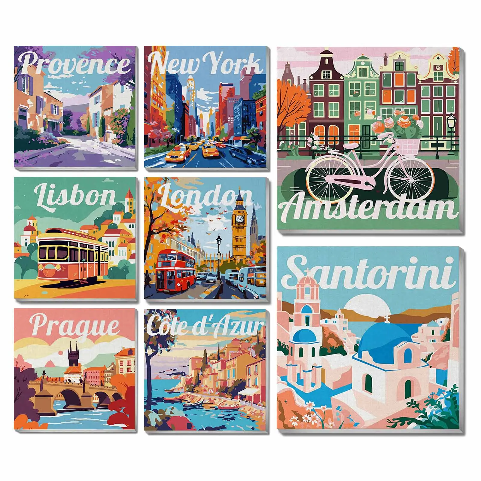 1pc Paint By Numbers Kit for Adults Beginners -8x8in/20x20cm Color Canvas, Diy Decorative Painting, Easy DIY European Scenery Acrylic Painting Set Art Supplies - Wall Decor for Home, Creative Gift for Birthday, Christmas, Without Frame