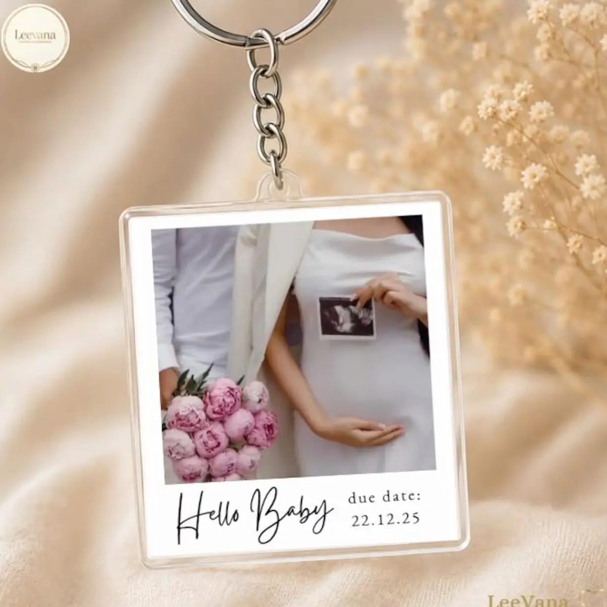 Custom Photo Acrylic Keychain: Personalized Message, Any Photo Text Accessory