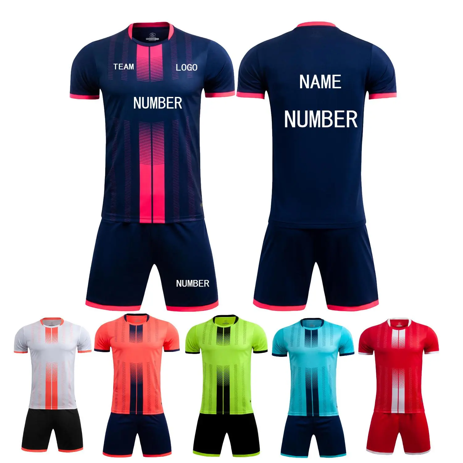 Custom Football Kit for Boys Girls Personalised Football Shirt Short Set Men Women Jersey Breathable Sweat-wicking Machine Washable US Size