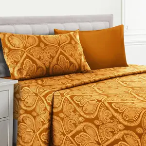 Lux Decor 4/6 Pieces Paisley Bed Sheet, Breathable Hotel Style Sheets, 100% polyester Sheets Deep Pockets, Easy-Fit, Soft & Wrinkle Free Cooling Bed Sheets, 6 Pc includes 4 pillowcases and 4 Pc (Twin & Twin xl) includes 2 pillowcases