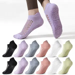 12 Pairs Grip Pilates Socks For Women Non-slip Yoga Socks For Ballet Barefoot Workout Hospital Hole Mesh Breathable Invisible Ankle Socks