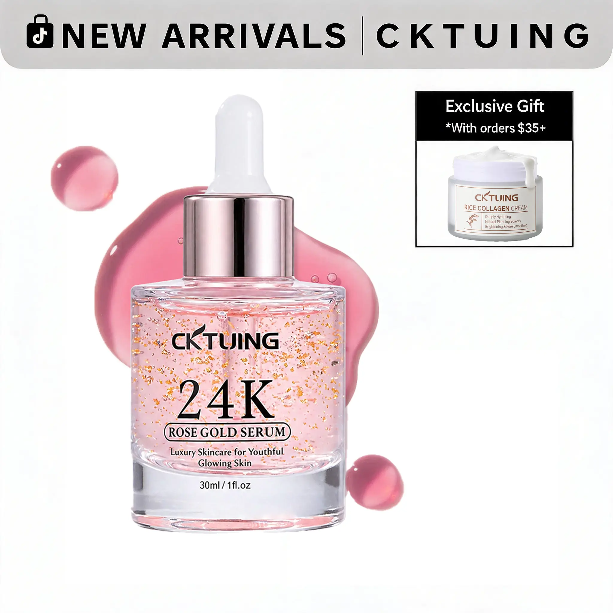 K-Beauty 24K Gold & Rose Extract Skin Longevity Serum - Lightweight, Brightening, Deep Hydrating, Smoothing Youthful Glow Radiance Booster for All Skin Types, 30ml/1.01 fl oz vampire anti-aging facial essence