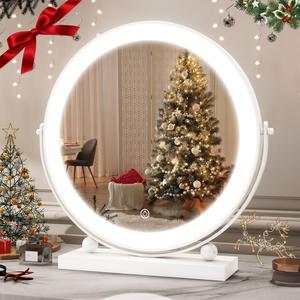 13''x13'' led vanity mirror with lights, large makeup mirror with lighting, light up vanity mirror with brightness dimmable, smart touch screen mirror, home goods, 360° rotation for bedroom