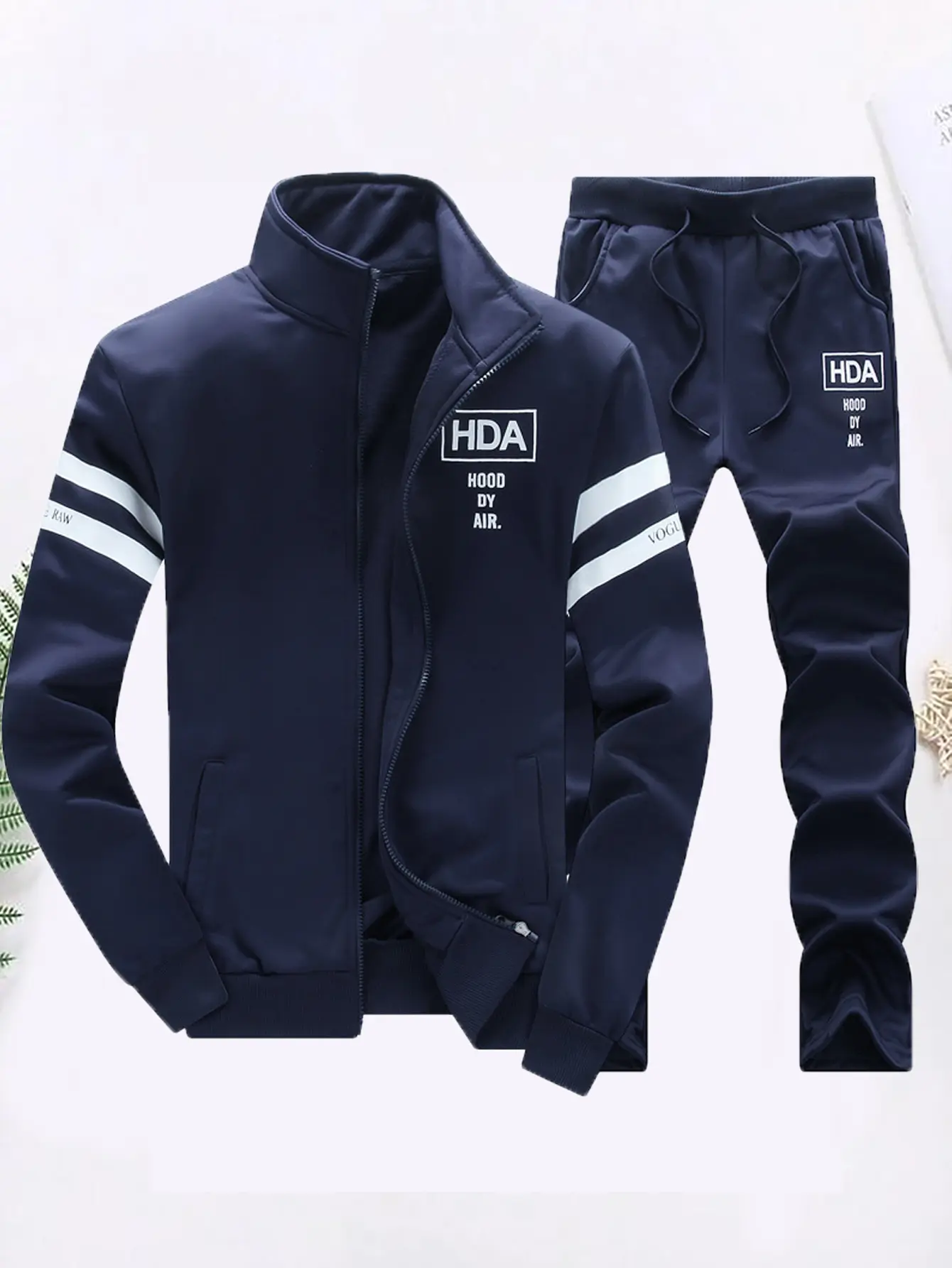 Men's Relaxed Fit Fleece-Lined Tracksuit, 2-Piece Letter Pattern Set with Stand Collar Jacket and Drawstring Straight-Leg Sweatpants, Thermal Outdoor Wear, Relaxed Fit Moves Easily Outdoors, Long Sleeve Shirt, Male, Stylish Design