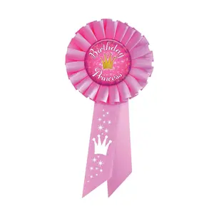 Pink Birthday Princess Rosette 3" x 6.5" (Each)