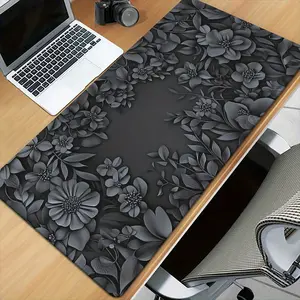 1pc Large Extended Desk Mat & Gaming Mouse Pad - Waterproof Anti-Slip Rubber Base with Smooth Fabric Surface, Non-Slip Computer Desk Mat for PC, Laptop, Office & PC Gaming Setup, Compatible with Wrist Rests/Pads (Floral Print)