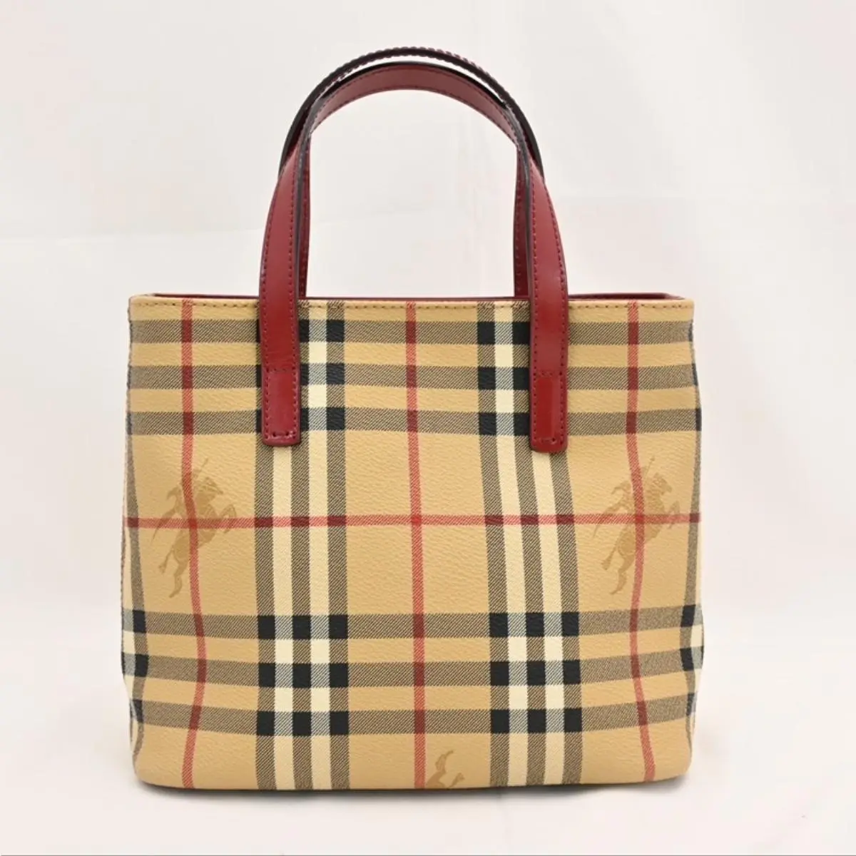 Pre-owned BURBERRY As Shown Shoulder Bags Nova Check Mini Hand Bag Beige Red bb6425gg