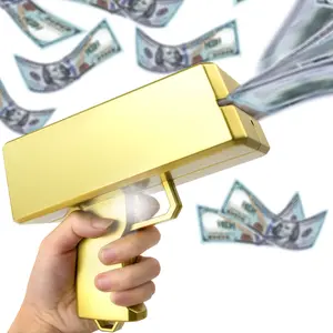 Money Guns Paper Playing Spray Toy Gun, Metallic Gold, Handheld Cash Gun, Fake Bill Dispenser, Make It Rain Game, Boys Gift Set