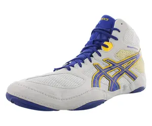 Asics Snapdown Wrestling Boot Wrestling Mens Shoes Size 12, Color: Blue/White/Yellow