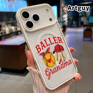 Magnetic Phone Case for iPhone 17 Pro Max 16 Plus 15 14 13 12 11 Air E Baseball Grandma Spirit Pattern Acrylic Back TPU Edges Bumper Sockproof skin-friendly feel Bumper Cover for Girl