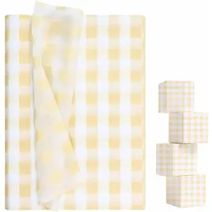 100 Sheets  Gingham Tissue Paper 14 x 20 Inches  and White Buffalo Plaid  Wrapping Checkered Tissue Paper for  Bags Wedding Birthday Party Packaging Crafts