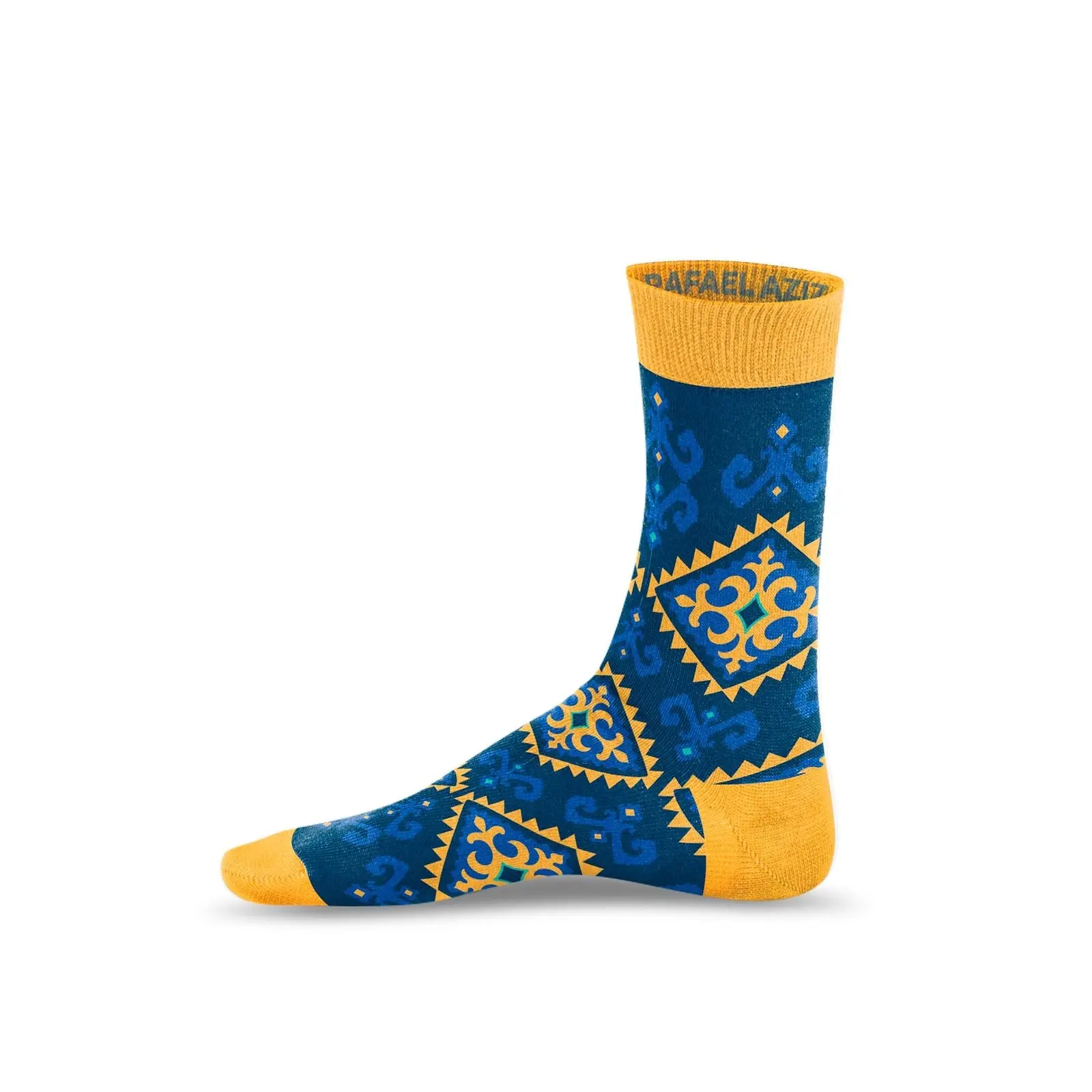 RAFAEL AZIZ Nami Designer Socks - Colorful Design with Royal Blue & Yellow Fabric, Ideal for Fashion and Menswear