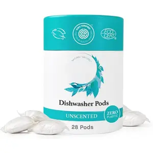 | Unscented Dishwasher Pods | Cuts  and Grime | Zero Plastic | Non -  |   Dishwasher Detergent | EWG Verified - 28 Count