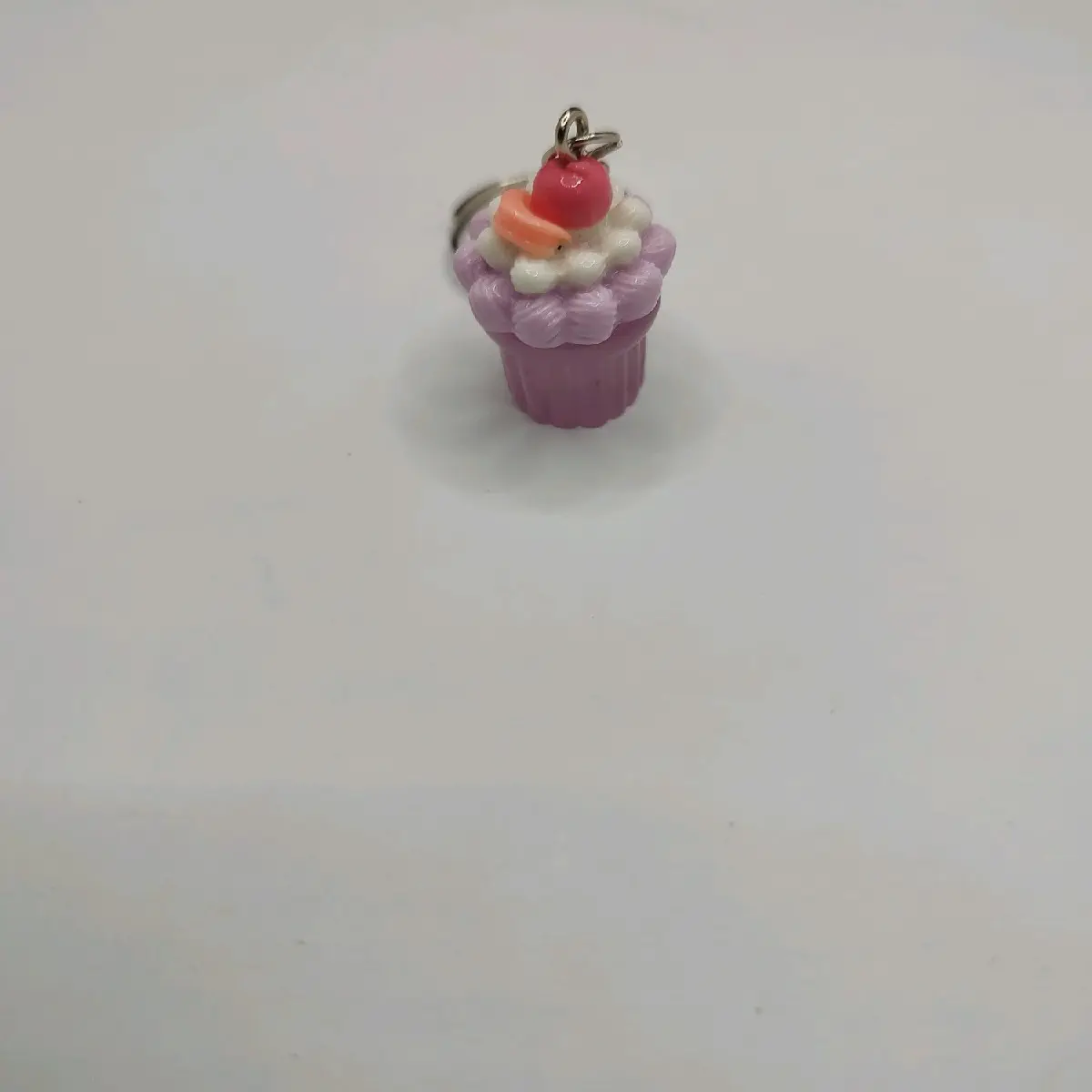 Purple Cupcake Keychain - Cute Decorative Keychain with Cupcake Design, Keyring Attachment, and Colorful Details