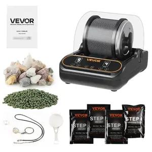 VEVOR Rock Tumbler, 1 lb Rock Polishing Machine, Rocks Tumbling Kit with 4-Speed Adjustment, 1-9 Day Timer, PC Sound Reduction Cover TPU Drum, Direct Drive Motor Rocks Polishing, Quiet Operation