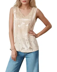 Women's Black V-Neck Sleeveless Top - Sexy Wide-Strap Relaxed Fit Tank for Casual LE-SY043