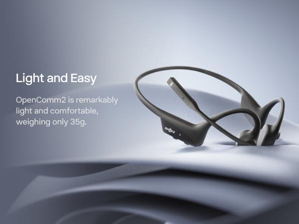 SHOKZ OpenComm2 - Open-Ear Bone Conduction Headphones, Wireless Bluetooth Computer Headsets with Noise Canceling Mic and Mute Button for Work, Call, Meeting, 16 Hours Talk Time for Mobile & PC, Black