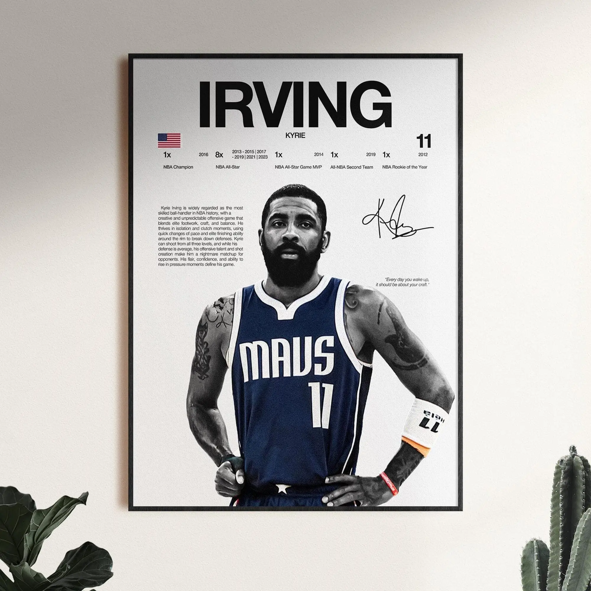 Kyrie Irving Poster, NBA Wall Print, Basketball Digital Download, NBA Poster Print, Sports Decor, Dallas Poster, Basketball Gift