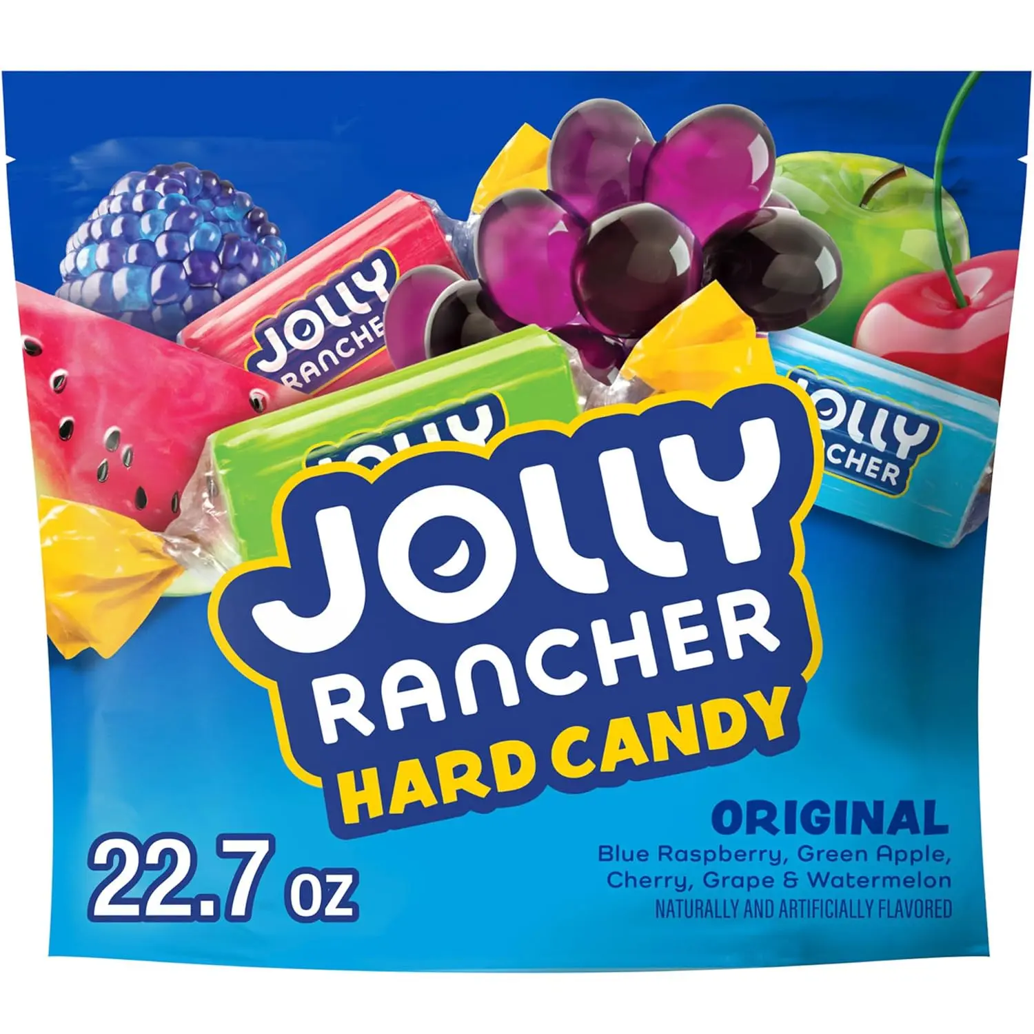 JOLLY RANCHER Original Fruit Flavored Hard Candy Bag, 22.7 oz | Jolly Rancher Hard Candy in Cherry, Grape, Watermelon, Blue Raspberry and Green Apple Flavors, Individually Wrapped